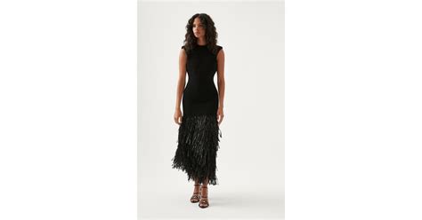 Aje Rushes Knit Midi Dress In Black Lyst