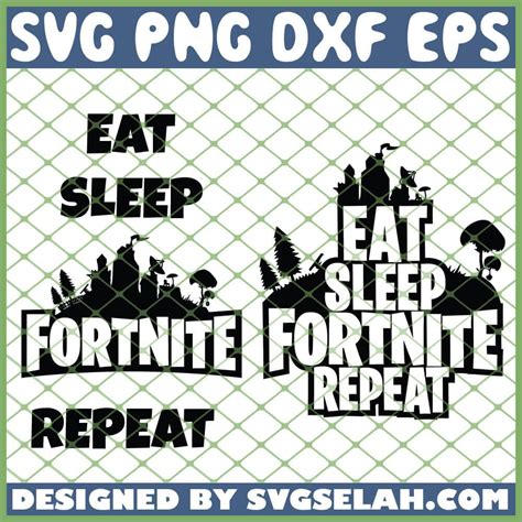 Eat Sleep Fortnite Repeat Svg Battle Royale Video Game Svg Png Dxf