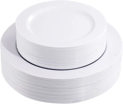 FLOWERCAT 60PCS White Plastic Plates Heavy Duty White Disposable