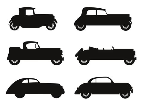 Set Icons Old Retro Car Black Silhouette Vector Illustration 516558 Vector Art At Vecteezy