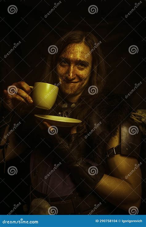 Berserker With Cup Of Tea Stock Photo Image Of Strong 290758104