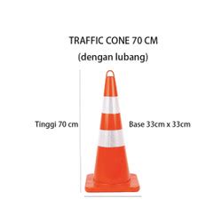 Jual JUAL TRAFFIC CONE PEMBATAS JALAN KERUCUT ORANGE RED BASE 70 CM