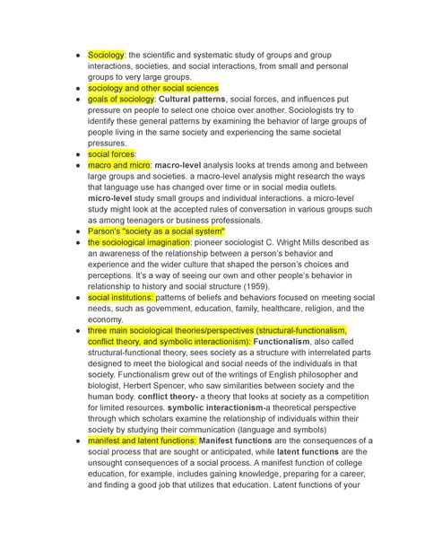 Sociology Exam Study Guide Sociology The Scientific And Systematic