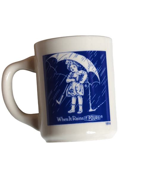 Vintage Morton Salt When It Rains It Pours Ceramic Cup Mug 1914 Made In