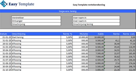 Rente Berekenen Easy Template