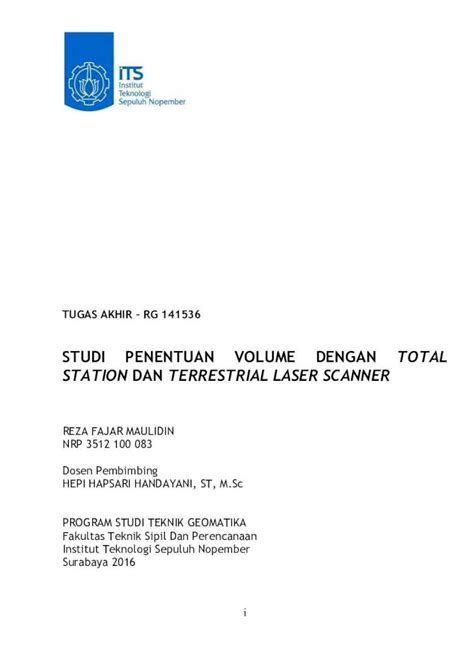 PDF STUDI PENENTUAN VOLUME DENGAN TOTAL STATION DAN Repository Its