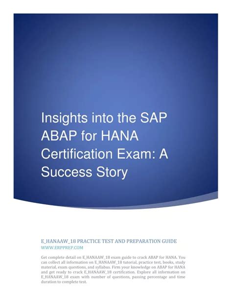 Ppt Insights Into The Sap Abap For Hana Certification Exam A Success Story Powerpoint