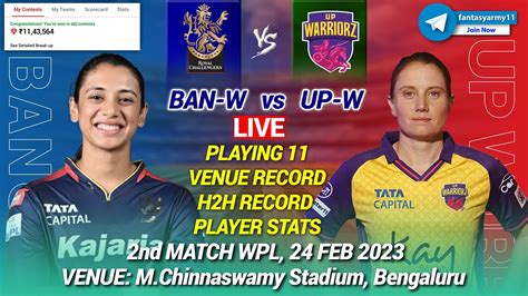 🔴live Ban W Vs Up W Live Prediction Rcb Vs Up Bangalore Vs Up 2nd