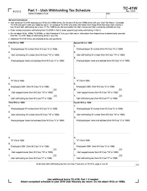 Fillable Online Tax Utah Tc W Withholding Schedule Utah State