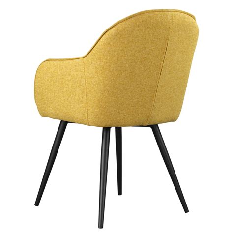 BILL Chaise salle à manger avec accoudoirs jaune miel noir Selsey