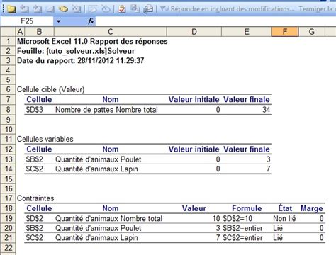 Fonction Solveur Excel