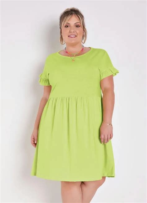 Vestido Verde Lima Com Franzidos Plus Size Marguerite