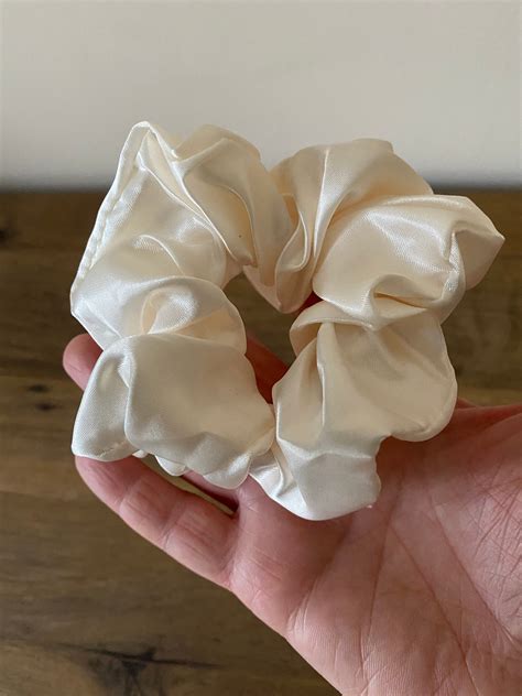 Satin Silk Hair Scrunchie Ivory Etsy Uk