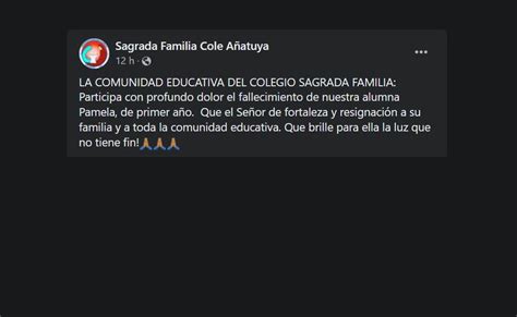 Dolor En La Comunidad Educativa De A Atuya Por Deceso De Una Alumna Por