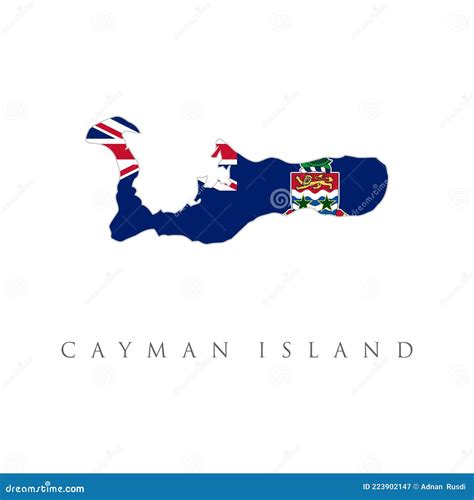 Cayman Island Detailed Map With Flag Of Country National Flag Isolated