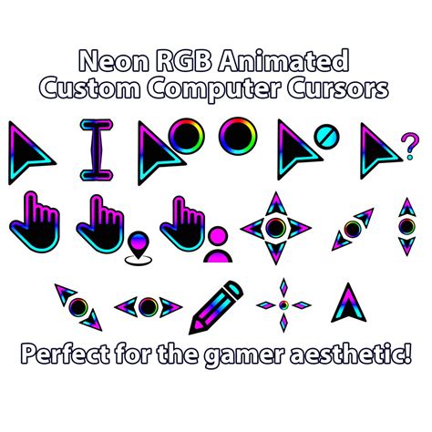 Neon RGB Animated Computer Cursor Pack, Perfect for Gamers & Creatives ...