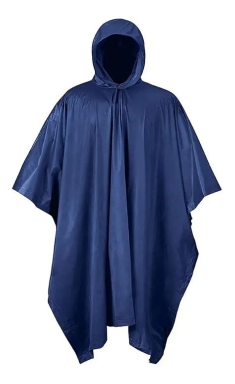 Capa Poncho De Lluvia Impermeable Pvc Liviano Azul Abete