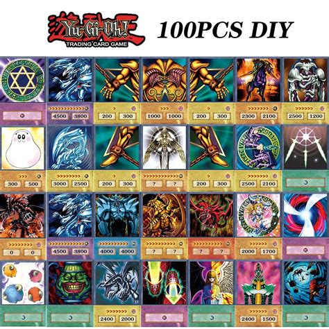 100pcs Yu Gi Oh Anime Style Cards Blue Eyes Dark Magician Exodia Obelisk Slifer Ra Yugioh Dm