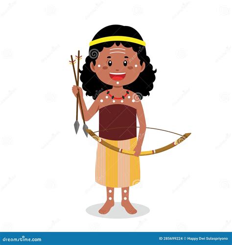 Aborigine People S Characters Preparing To Hunt Vector Illustration