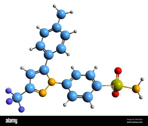 3D image of Celecoxib skeletal formula - molecular chemical structure ...