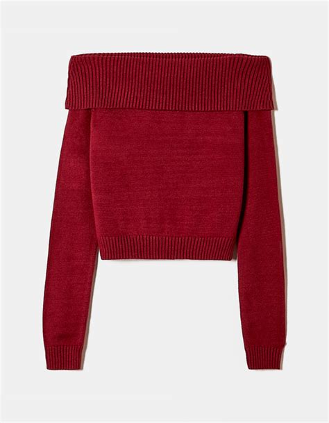 Roter Enganliegender Off Shoulder Pullover Tally Weijl Schweiz