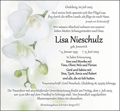 Das Trauerportal F R L Chow Dannenberg Todesanzeigen Lisa Nieschulz