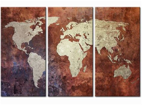 Impresion En Lienzo Mapa Del Mundo Color Metal Oxidado Tr Ptico