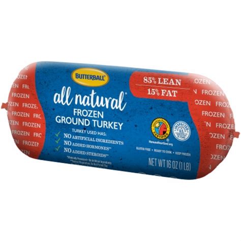 Butterball All Natural 85 Lean 15 Fat Frozen Ground Turkey Roll 1 Lb