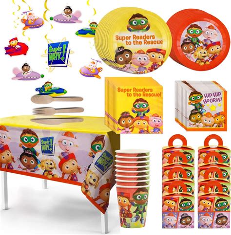 Super Why Kids Themed Party In A Box Complete Kit For 8 Favor Boxes B