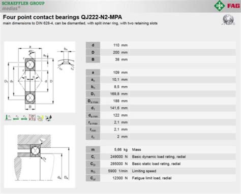 Fag Qj N Mpa Four Point Contact Bearing Ebay