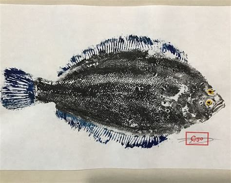 Flounder Gyotaku Beach House Decor Fishing Etsy