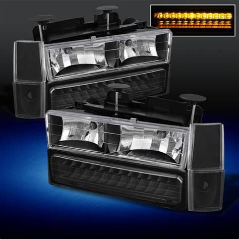 Buy 88 93 CHEVY GMC C K 92 93 BLAZER YUKON BLACK HEADLIGHTS LED BUMPER