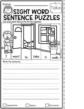 Sight Word Sentence Puzzles First Grade By Miss Faleena Tpt