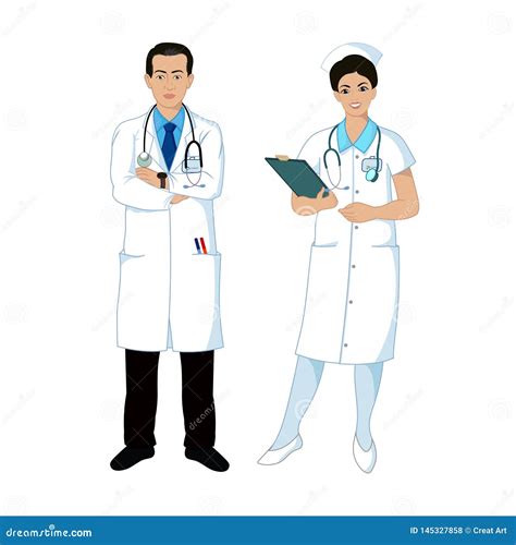 Doctor And Nurse Vector Illustartion Stock Vector Illustration Of