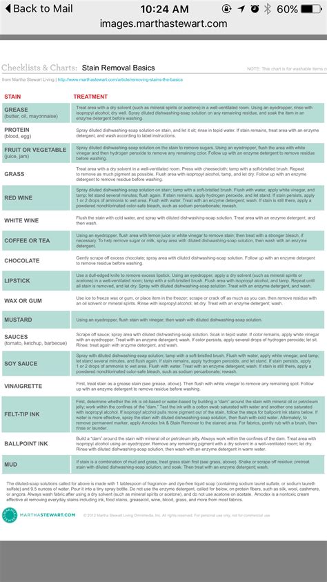 Printable Stain Removal Guide