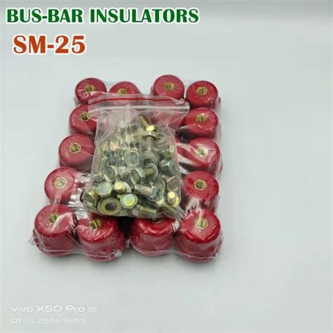 Sm 25 ลูกถ้วยฉนวนแดง Bus Bar Insulators แพ็คละ 20ชิ้น แถมน็อตฟรี