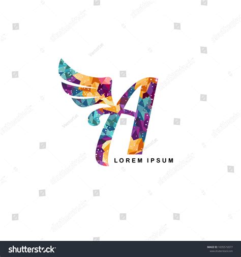 Mosaic Art Alphabet Letter Angel Wing Stock Vector Royalty Free