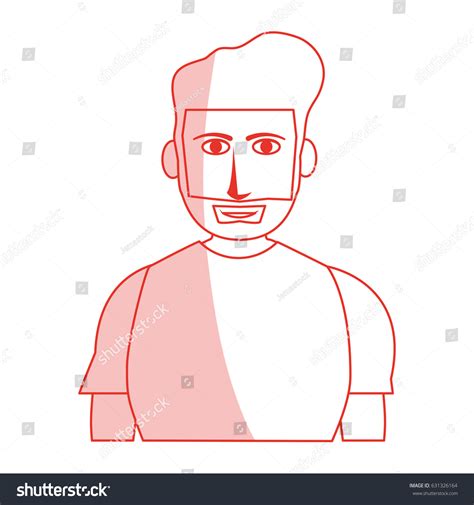 Red Silhouette Shading Cartoon Half Body Guy Royalty Free Stock