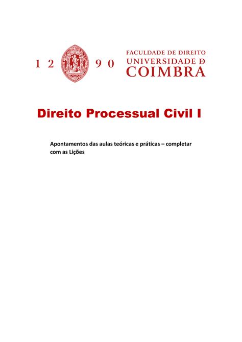 Direito Processual Civil I Direito Processual Civil I Apontamentos