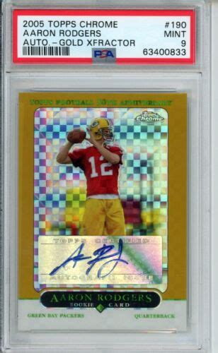 Topps Chrome Aaron Rodgers Rookie Auto Gold Xfractor Psa