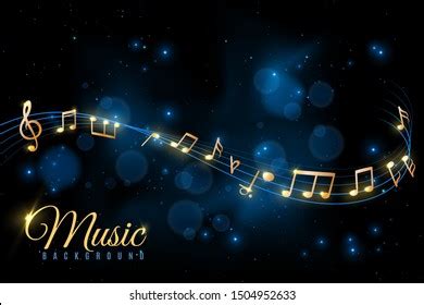 Shining Karaoke Party Banner Golden Notes Stock Vector Royalty Free