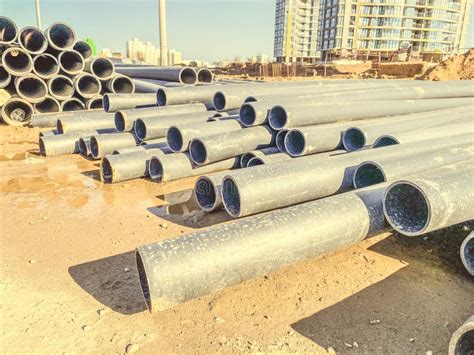 Gray PVC Tubes Plastic Pipes Stacked Stock Photo Image Of Pipes