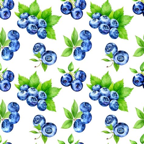 Premium Vector Blueberry Water Color In Seamless Pattern