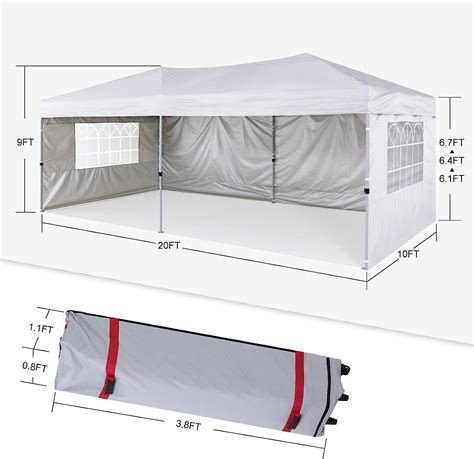 COOSHADE 10X20Ft Pop Up Canopy Enclosed Instant Folding Tent Awnings