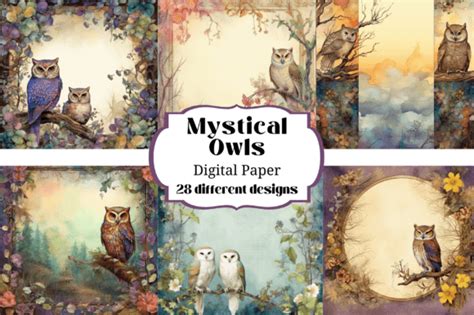 Mystical Owls Digital Paper Backgrounds Graphic By Laura Beth Love