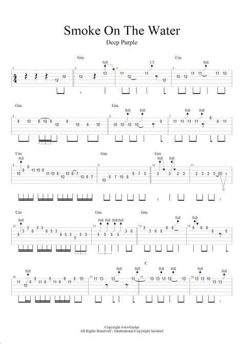 Deep Purple Smoke On The Water Tab Score