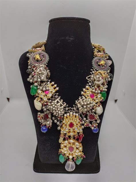 puran multi element toda nakhra necklace  pure silver antique