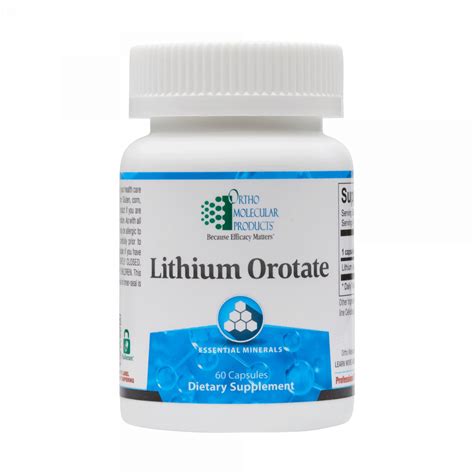 Ortho Molecular Lithium Orotate 10mg 60 Capsules 14 B Day Ship