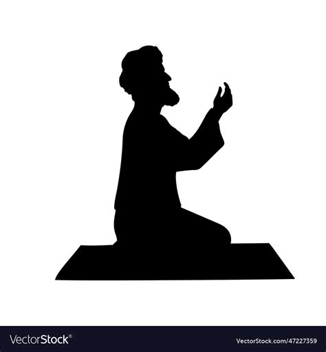 Silhouette Of Muslim Man Praying Royalty Free Vector Image