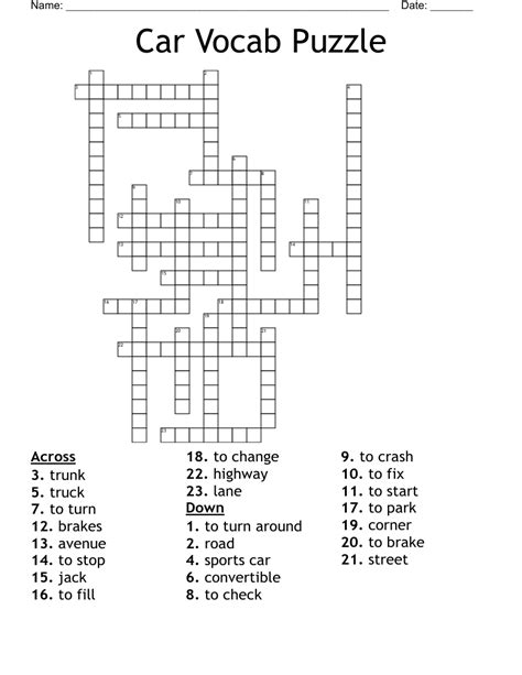 A Crossword Puzzle With Pictures Of Different Vehicles And Words In